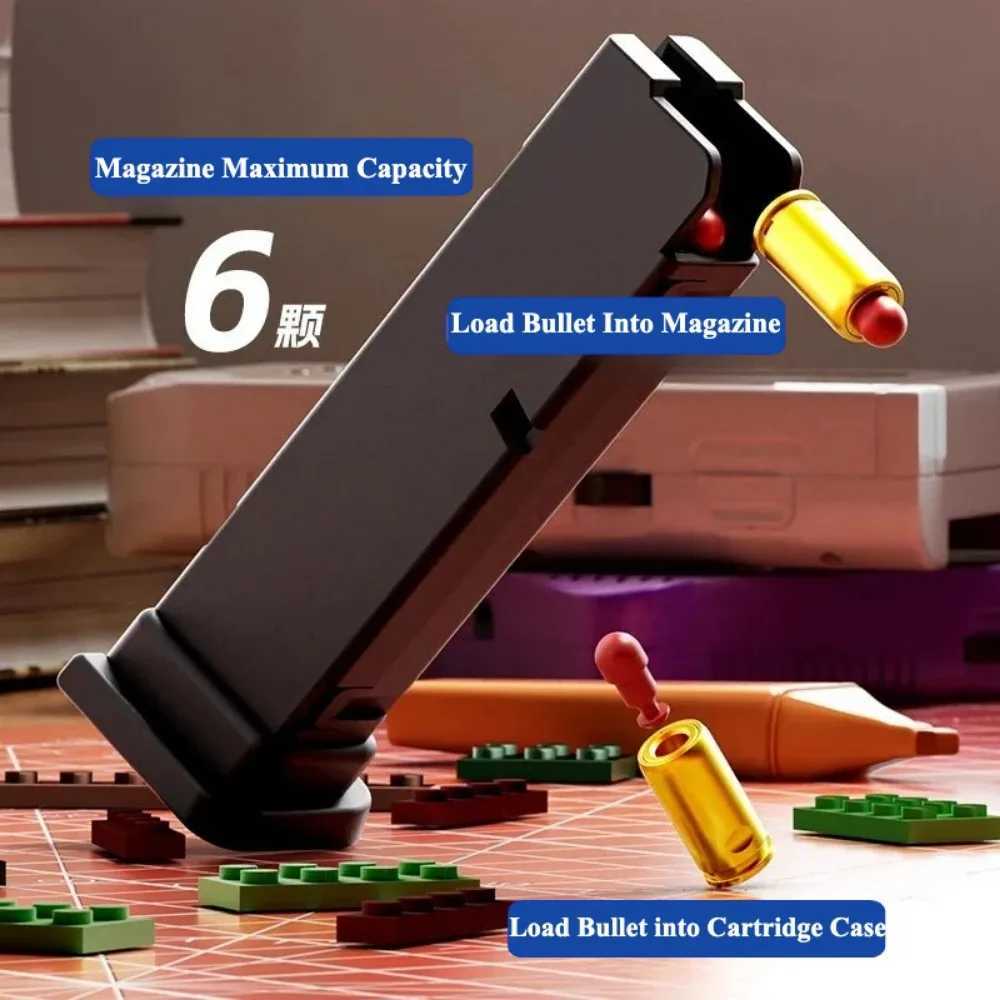 SIG17 Building Block Toy Gun with Continuous Firing Empty Hanging Shell Throwing Children Toy Soft Bullet Gun for Boys Adult H251216