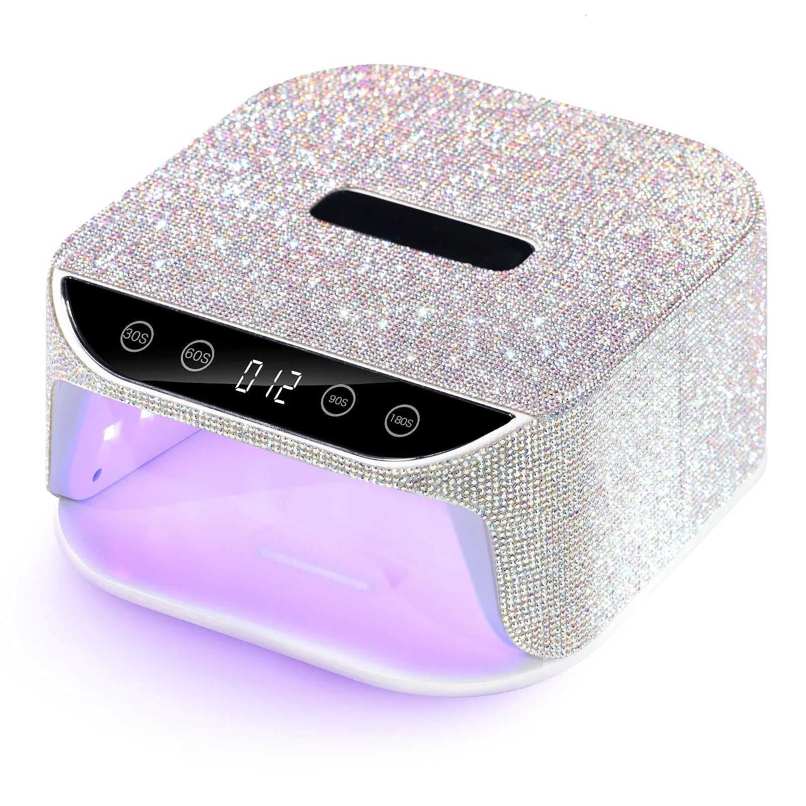 Nail Drying Lamp with Rhinestones Rechargeable Wireless Gel Polish Drying Machine Manicure with Handle Cordless Nail UV LED LampT251216