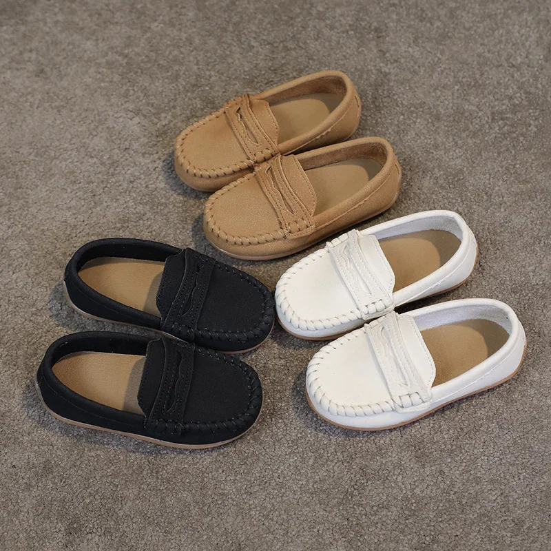 Boys Moccasins Shoes Fashion Solid Color Kids School Causal Shoes Breathable Non-slip Children Slip-on Flats Loafers Size 21-30 251215