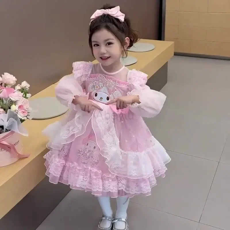 Sanrio Sanriou Girl Clothes Long Sleepes Girl Dresses Baby Girl One-Piece Dress Childrens Dresses My Melody Cinnamoroll Birthday Gift H251216