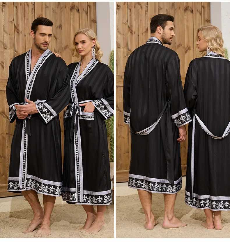 Couples Sleepwear Long Robe Bathrobe Baroque Style Printing Kimono Dressing Gown Luxury Men And Women Silky Home Clothing C251216