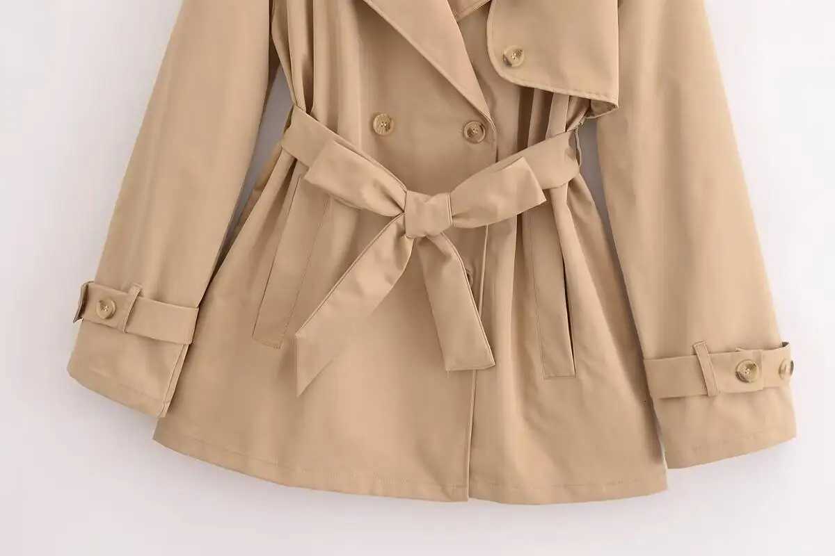 British style womens long sleeved bow waistband short windbreakerT251216