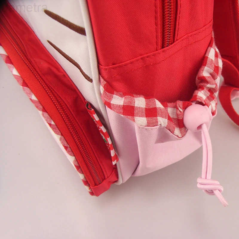 Sanrio Hello Kitty Cute Cartoon Kindergarten Schoolbag Strawberry Bow Backpack Thickened Oxford Cloth Girl Kawaii Backpack Gift H251216