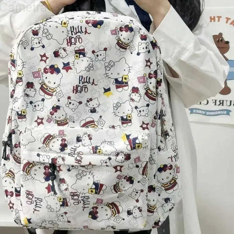Sanrio Ins Hello Kittys Backpack Cute Cartoon Student All-Match School Bag Light Large Capacity Girl Student Bags for Woman H251216