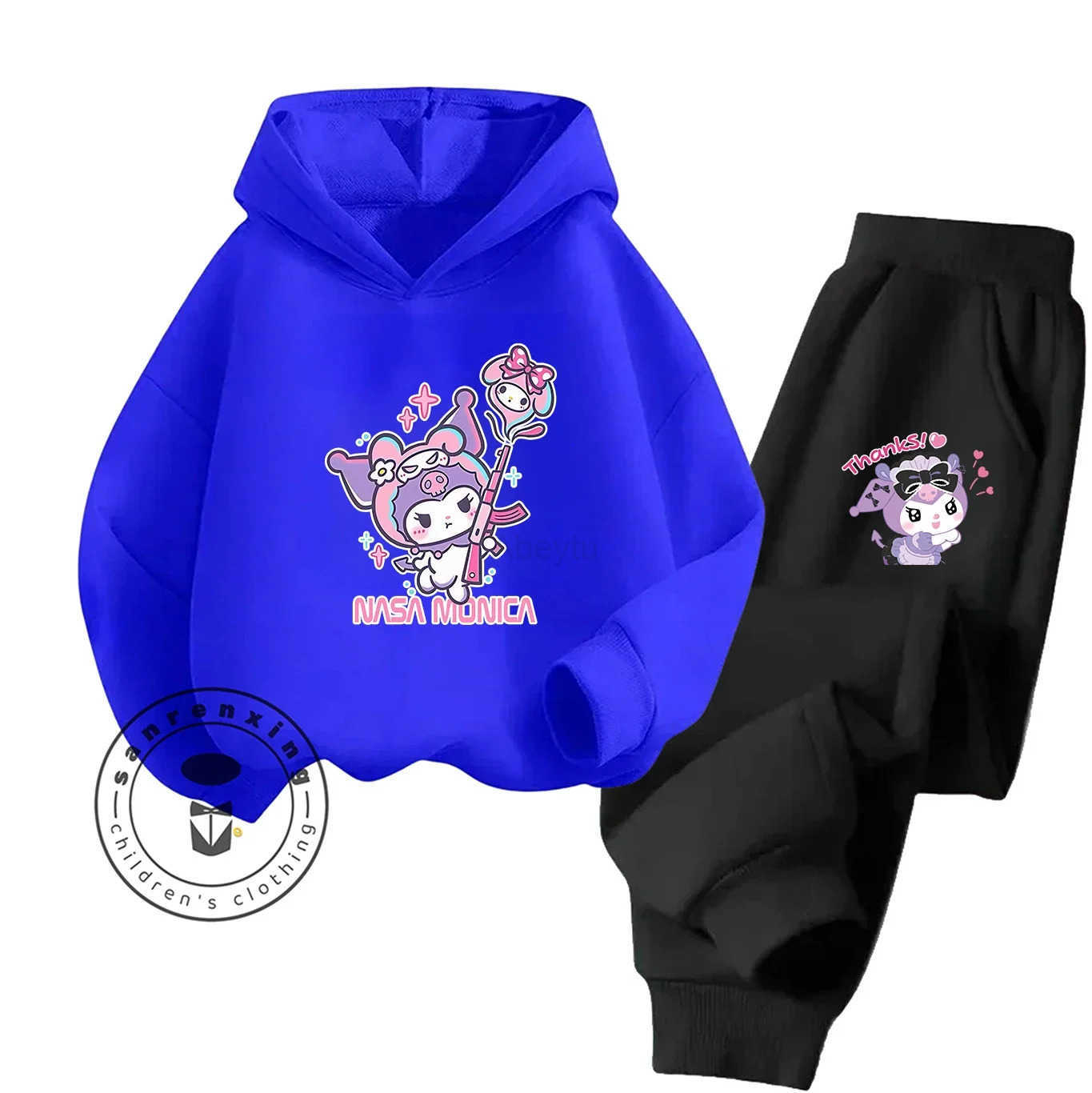 Sanrio 2D Hot Sale Kuromi Cartoon Printed Hoodie Set 2025 Fashion For Kids Teens Boys Girls Casual With Matching Dress Autumn Winter H251216