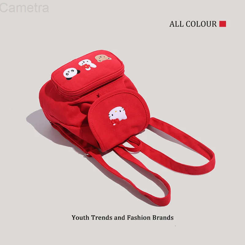 Sanrio anime Hello Kitty Backpack girl decorate New Campus school bag student Portable Canvas bag Large capacity Accessories Gift H251216