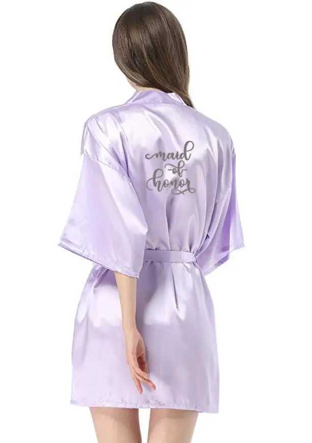 new bride bridesmaid robe with white black letters mother sister of the bride wedding gift bathrobe kimono satin robes C251216