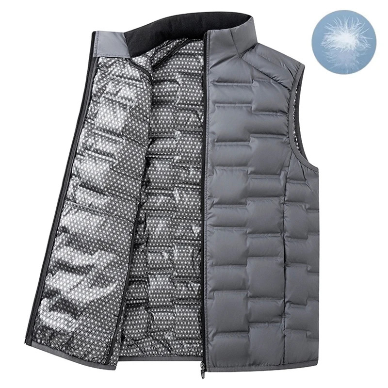 Men Winter White Duck Down Vest Warm Windproof Stand Collar Sleeveless Ultralight Waterproof Waistcoat Male 251205