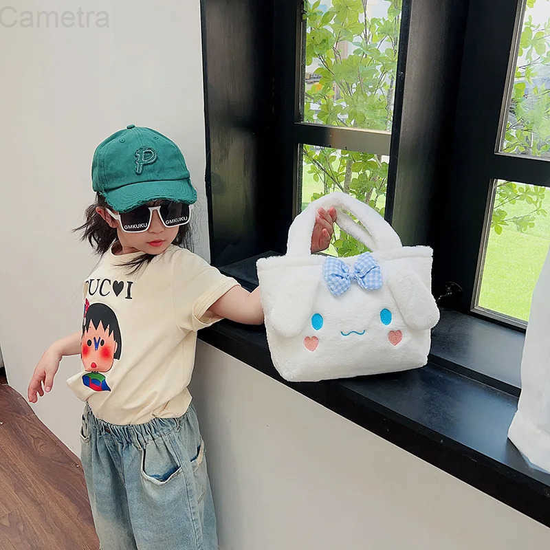 Sanrio Plush Bag Melody Kuromi Cartoon Animal Kawaii Large Capacity Handbag Cute Cinnamon Storage Handbag Womens Birthday Gifts H251216
