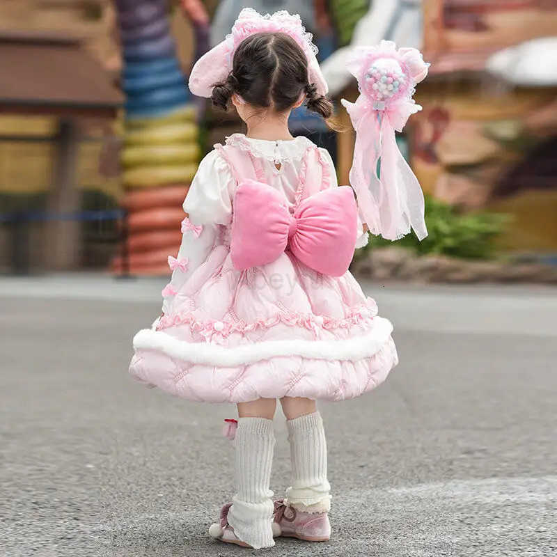 Sanrio Girl Melody Lolita Princess Skirt Winter 2025 New Childrens Kawaii Cartoon Flower Bud Skirt Birthday Dress Skirt Cotton Jacket H251216