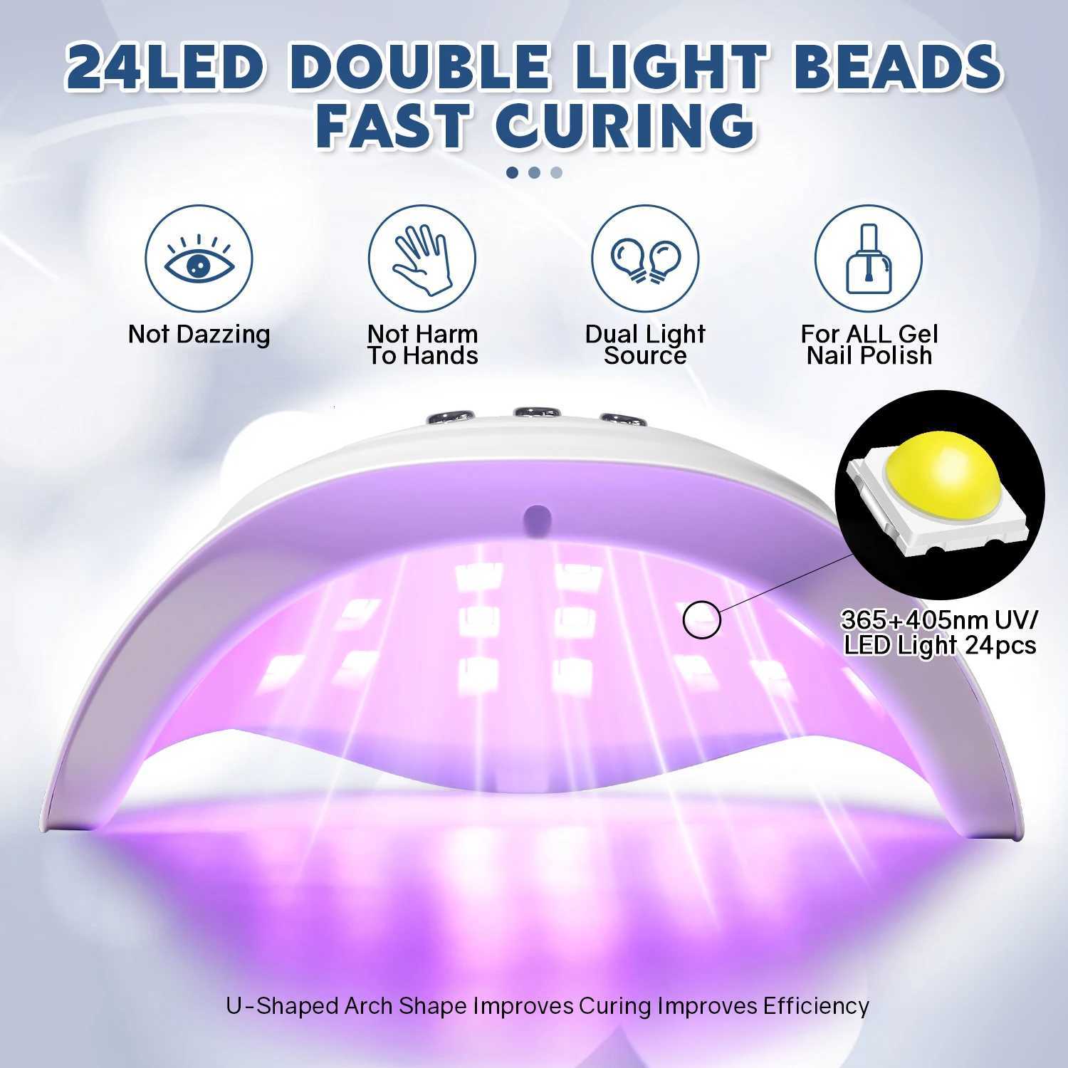 72W UV LED Nail Lamp 24 LEDs Professional Nail Dryer Gel Polish Light with 3 Timer Settings Automatic Sensor for Curing All GelT251216
