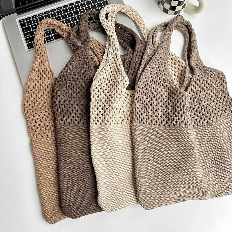 Summer Beach Party Bag Purse Shopper Tote Satchel Female Vintage Hollowed Out Knitted Handbag Womens Shoulder Bag M251216