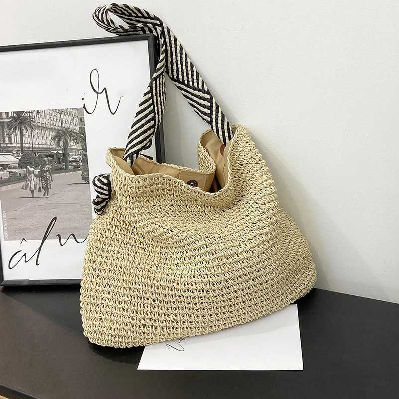 Big Capacity Straw Beach Bag Vintage Handmade Woven Shoulder Bag Raffia Rattan Handbag Bohemian Summer Vacation Crossbody Bags M251216