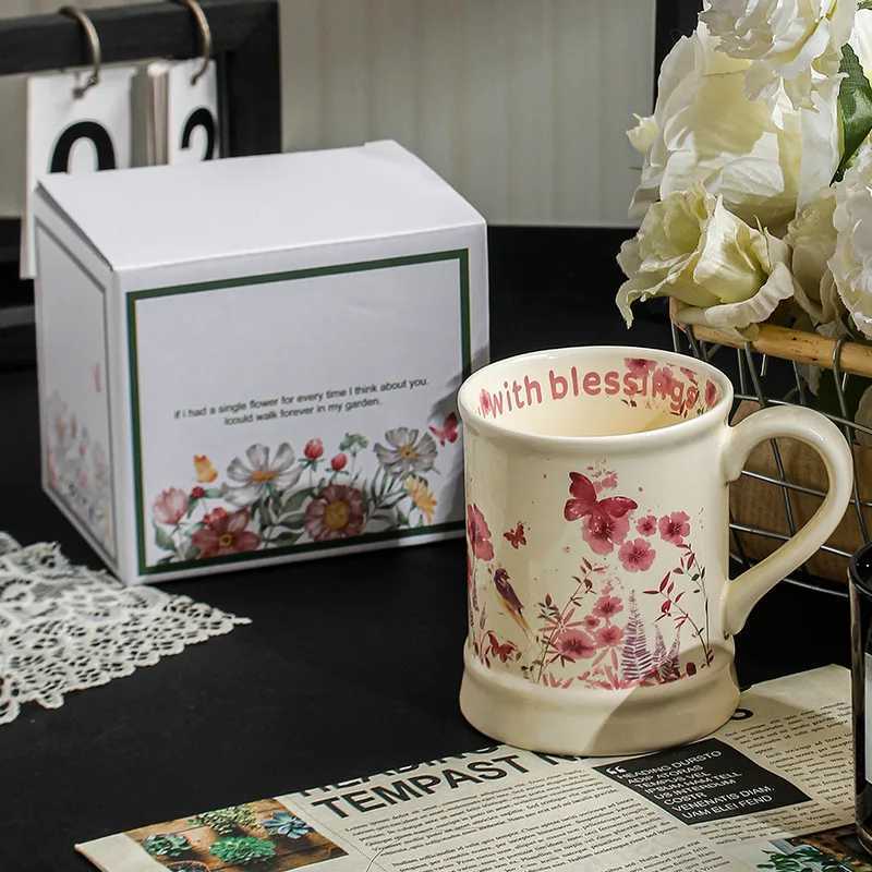 Ceramic Coffee g Vintage Flower Oil Painting Print Large Capacity Drinkware Present for He Off H251215