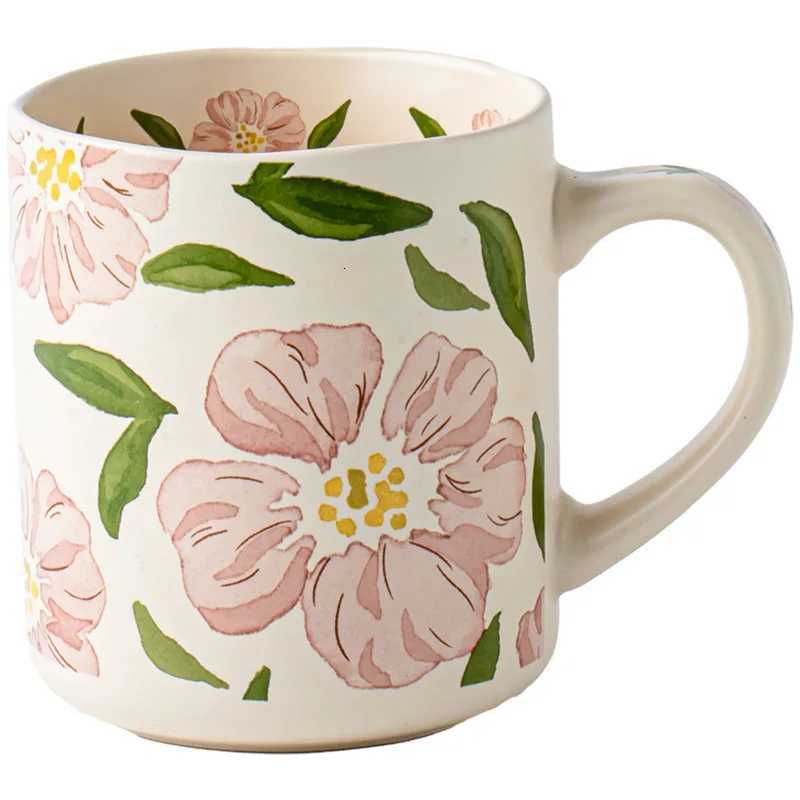 Elegant Wave Flower Ceramic g Unique Coffee Cup High Aesthetic Design H251215