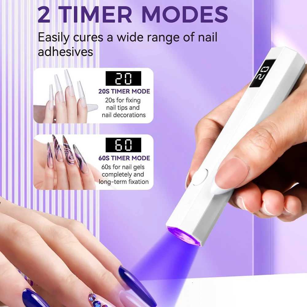 Portable Nail Lamp Handheld Mini Timing Display Family Quick Dry Flashlight Pen Chargeable Nail Dryer Machine Uv Led Nail LampT251216
