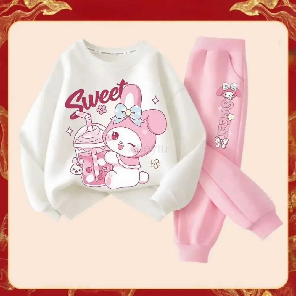 Sanrio Girls Fashion Set Wear Cartoon My Melody Printed Tracksuits Spring Autumn Kids Long Sleeve Sports 2Pcs Sweatshirt H251216