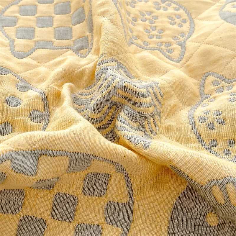 Towel Blanket for Sofa Pure Cotton Thread Blanket Yellow Color Cat Printed Plaids for Bed Queen Size Summer Bedspread/Quilt H251216 - view 6