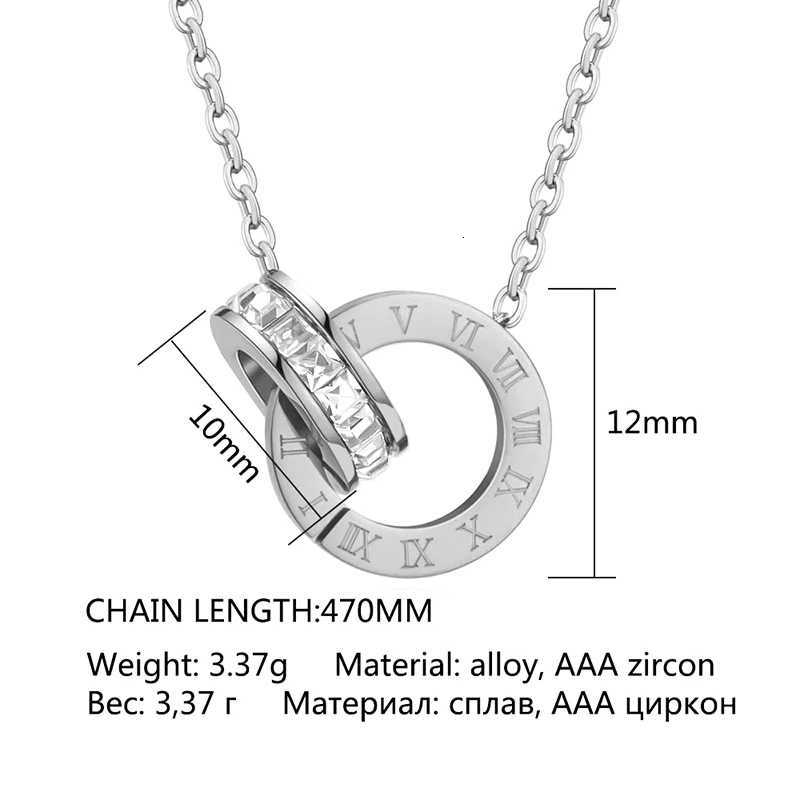PAXA Luxury Elegant Stainless Steel Roman Number Pendant Necklace for Women Zirconia Chain Choker Fashion Charm Female Jewelry M251216