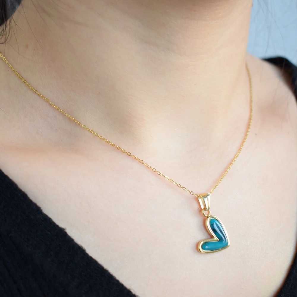 Women Fashion Heart Pendant Necklace Stainless Steel Minimalist Jewelry M251216