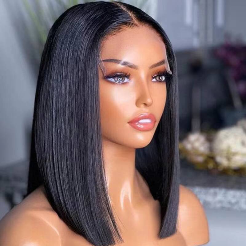 12A Grade Super Double Drawn 4x4 Lace Closure Vietnamese Raw Hair Bone Straight Short Bob Wig Cheap Glueless Human Hair Wigs