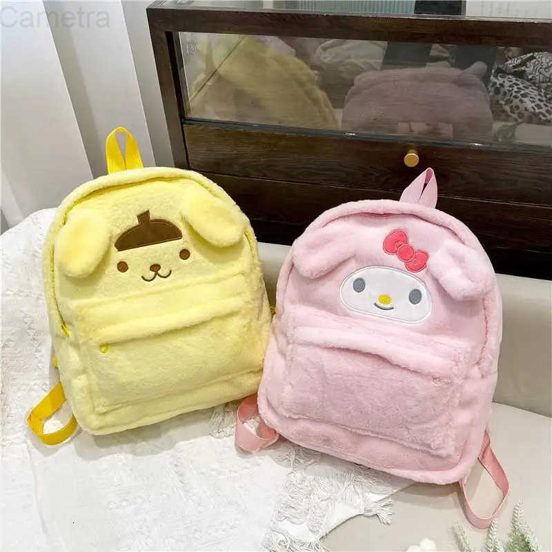 Sanrio New Cartoon Plush Backpack Kawaii Kuromi Melody Cinnamoroll Large Capacity Backpack Childrens Festival Gift H251216