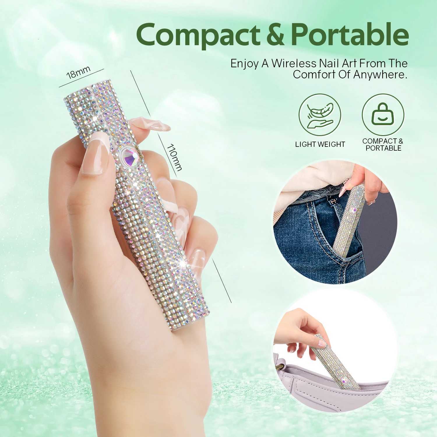 Handheld Nail Dryer Lamp UV/LED For Curing All Nail Gel Polish Nail Art Tool USB Rechargeabl Quick Dry Nail Lamp With DiamondT251216