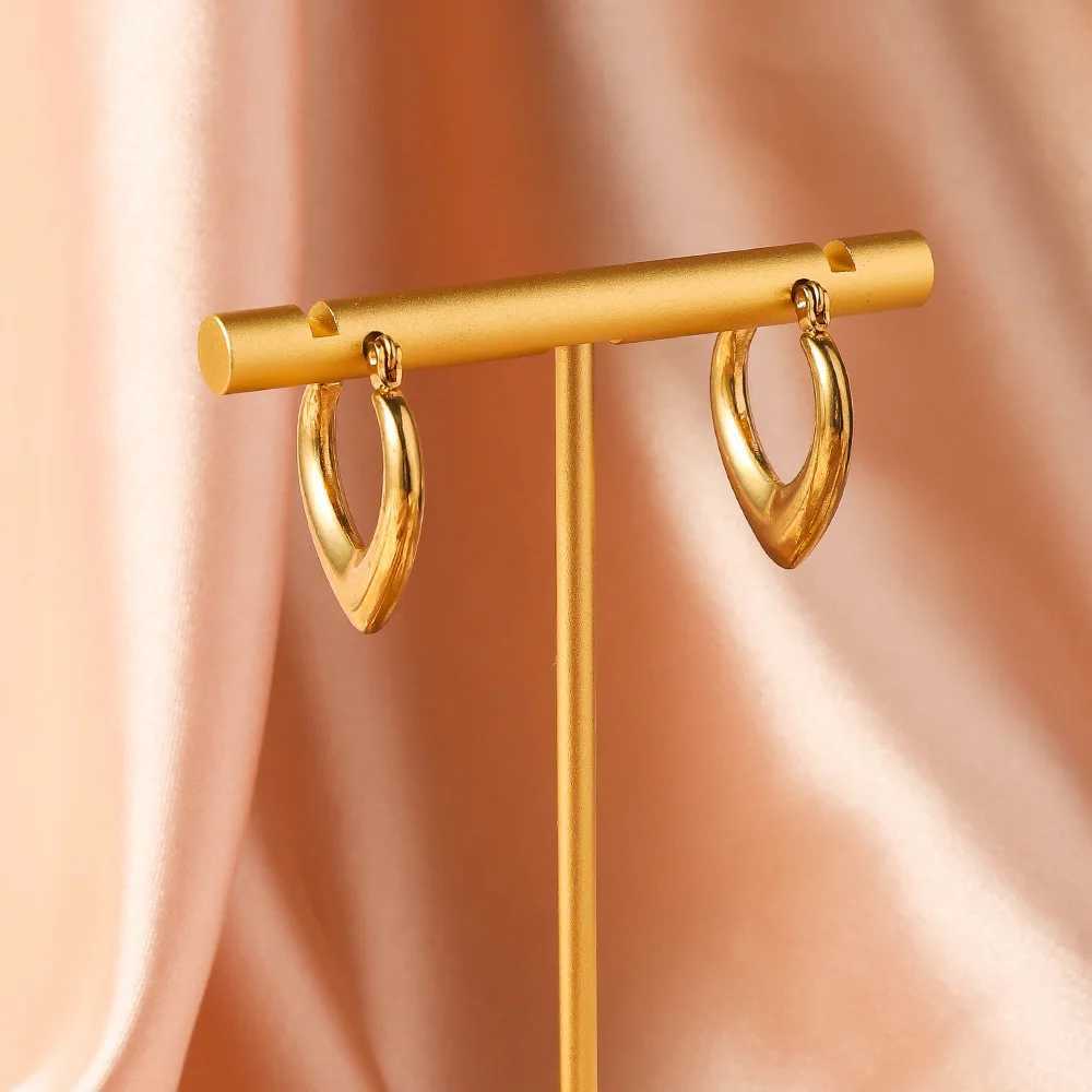 French Heart-shaped Stainless Steel Earrings Non Fading Womens Gold Color Metal Earrings Jewelry Accessories G251216