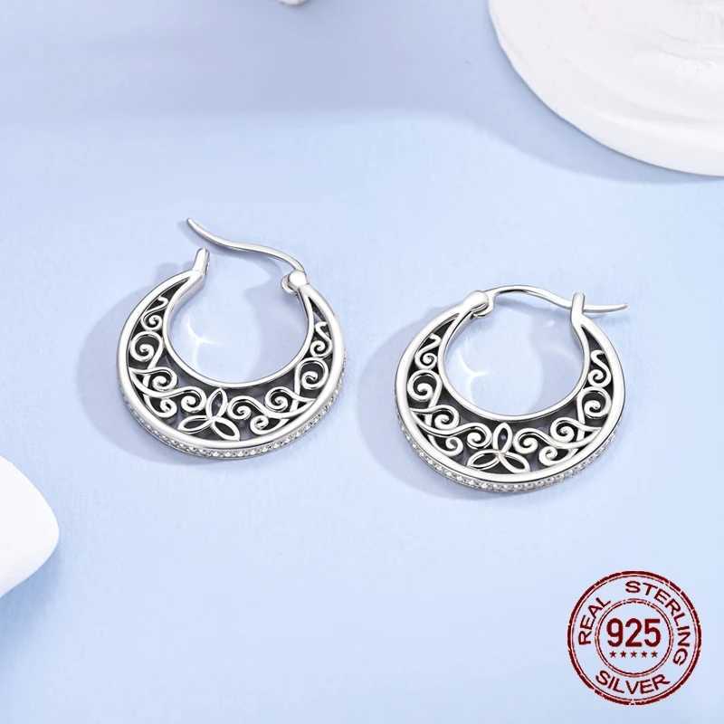 925 Sterling Silver Shining Retro Patterns Earrings for Women Girl Ear Studs Fine Jewelry Fashion Luxury Anniversary G251216