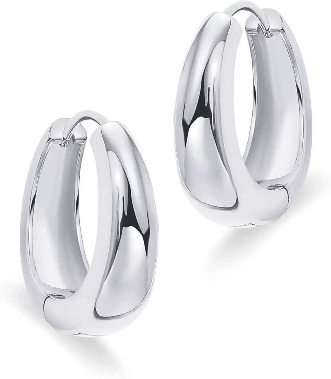 14K Gold Plated Sterling Silver Post Small Chunky Hoops Earrings Thick Lightweight Gold Hoop Earrings for Women Retro style G251216