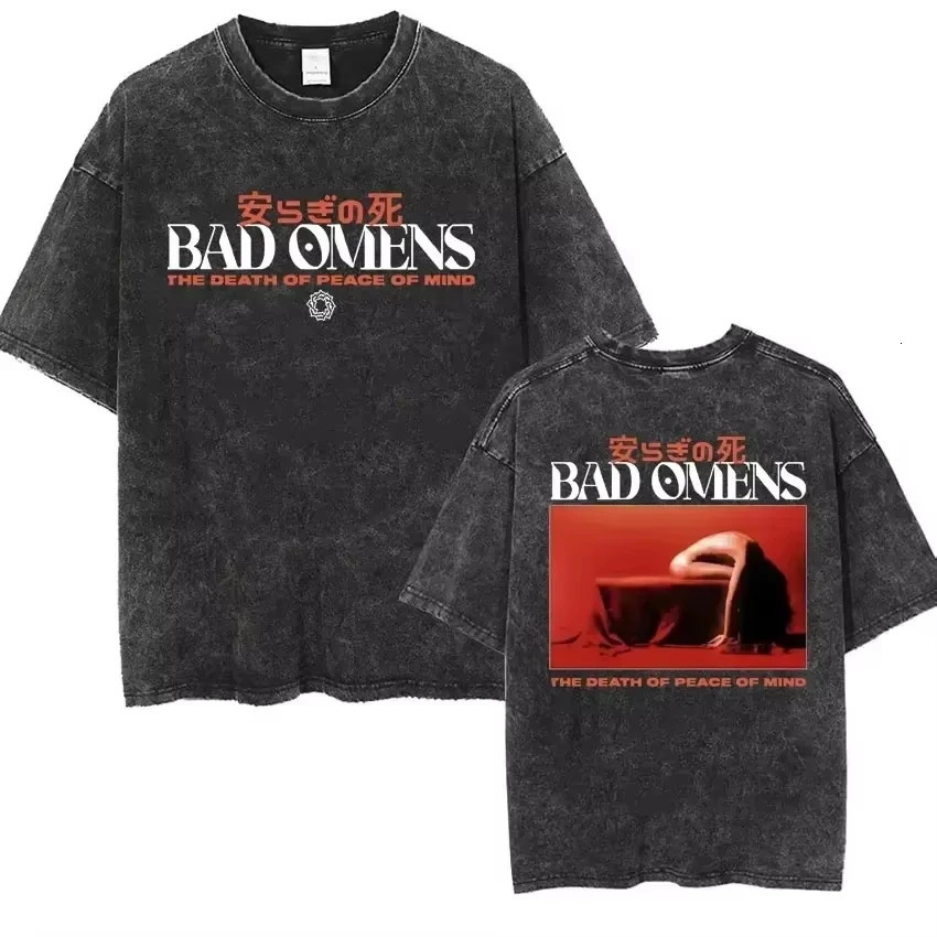 2025 Streetwear Bad Omens Band Music Tour 2025 Washed T Shirt Retro 90s Men Women Clothing Y2k Hip Hop T-shirt Casual Tees 251213