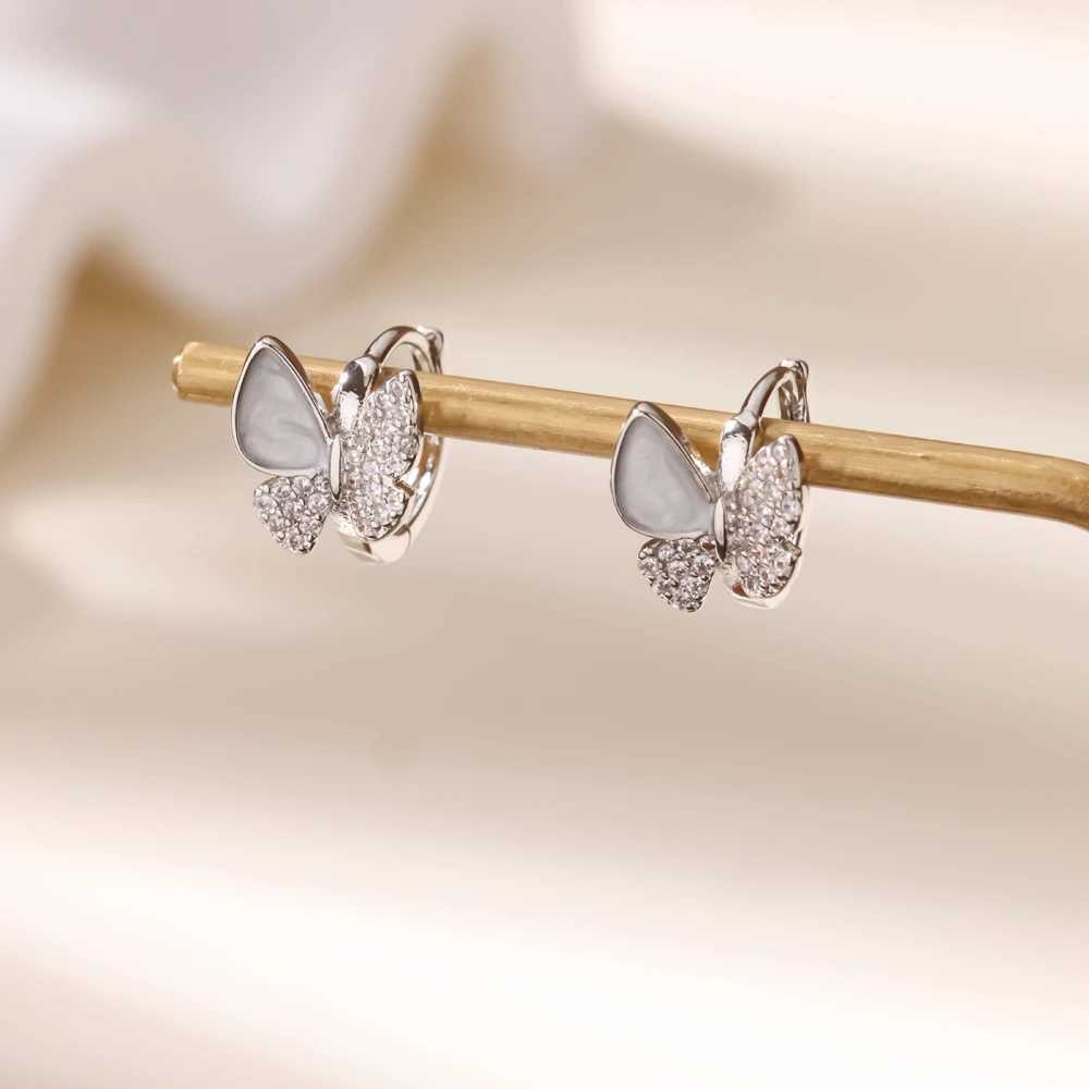Luxury Butterfly Zircon Earrings for Women Cubic Zirconia Stainless Steel Earrings Trend 2025 New Waterproof Ear Jewelry G251216