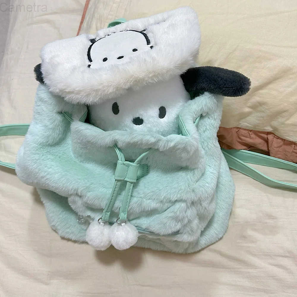 Sanrio Hellokitty Kuromi Mymelody Pochacco Plush Schoolbag Furry Bag Cartoon Fluffy Satchel Tote Kawaii Handbags Backpacks Girls Gifts H2512161