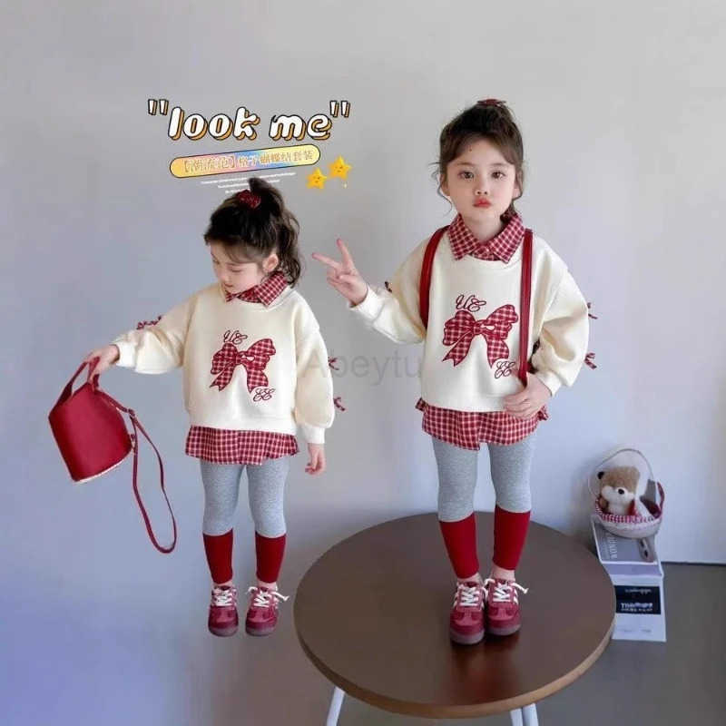Sanrio Baby Girls Set Spring Autumn 2025 New Children Trendy Fashion Tracksuit Kids Patchwork Hoodie Leggings Two Piece Clothes Suits H251216