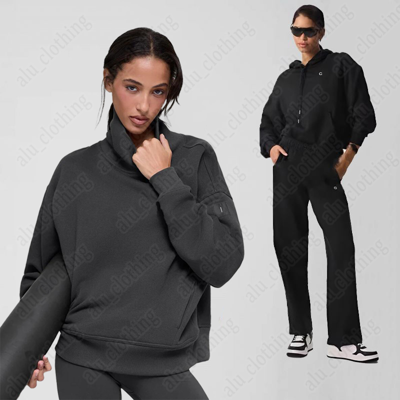 26 New Yoga Hoodies Stand Up Collar Sweatshirts Alonessities Stand-Up Collar Comfortable Casual Sports Sweatshirt Loose Sleeve Sweatwear Women clothes Sweatshirt