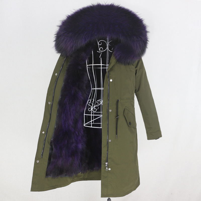 Winter X-Long Gray Natural Real Fox Fur Jacket Coats Men Fashion Real Fur Coat Long Parkas Winter Black Parka Removable 240809