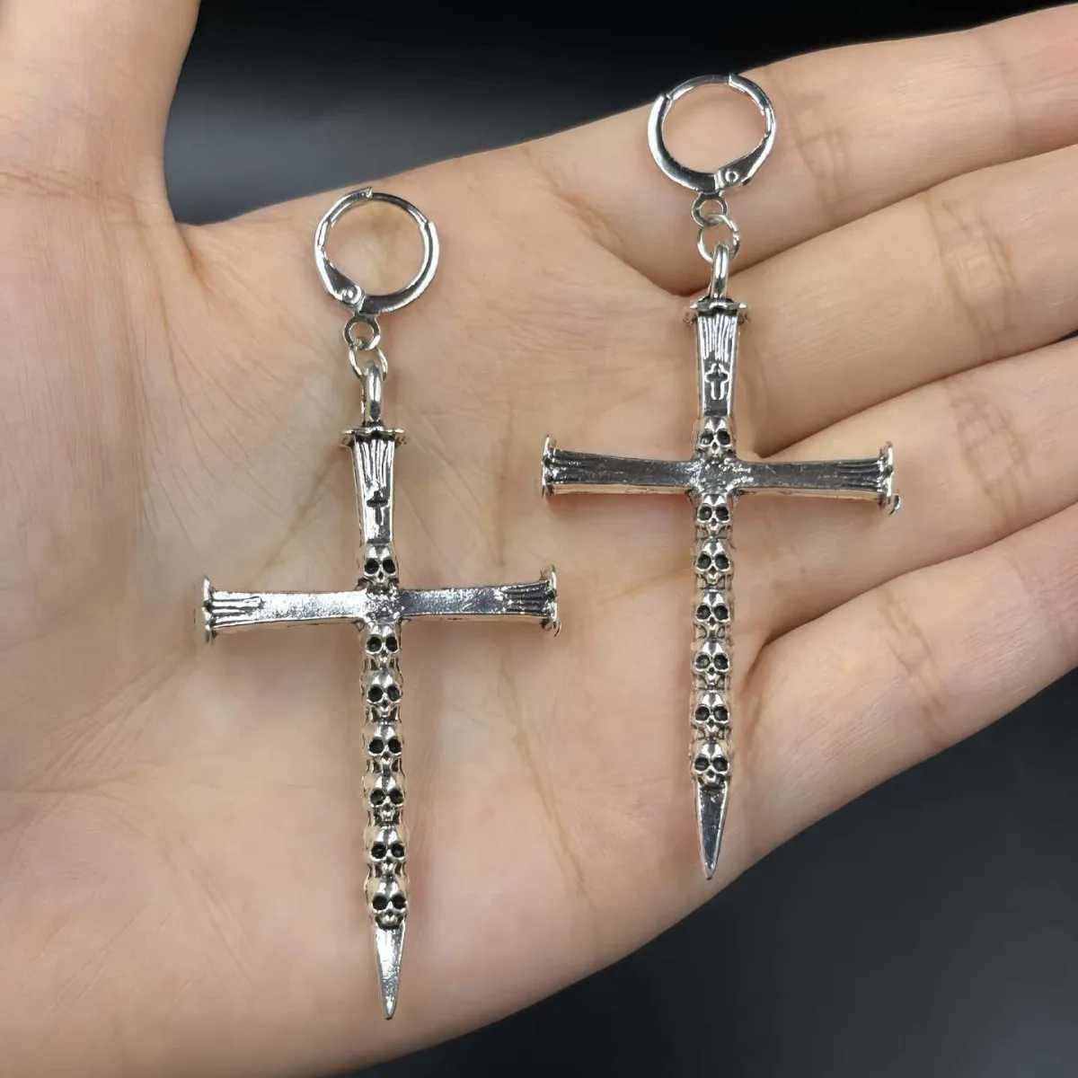 Personalized and Creative Y2K Skull Cross Pendant Womens Earrings Gift for Friends at Festival Parties G251216
