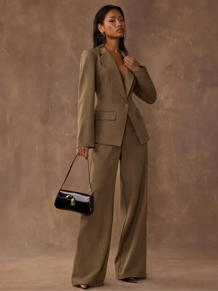 Womens TwoPiece Business Suit Set Long Sleeve Blazer Pants Professional Office Wear Elegant Clothing 251211