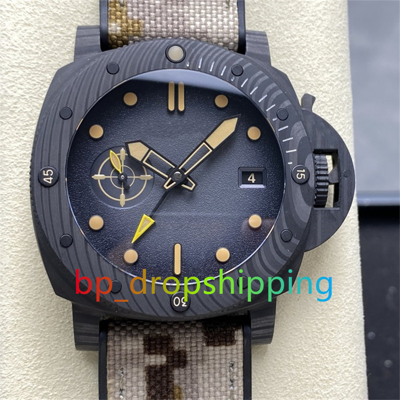 Fashion 2025 New 47mm Men Automatic Mechanical Watches Camouflage Nylon Strap Date Watch Classic Sapphire Glass Men Watches Vintage Watch