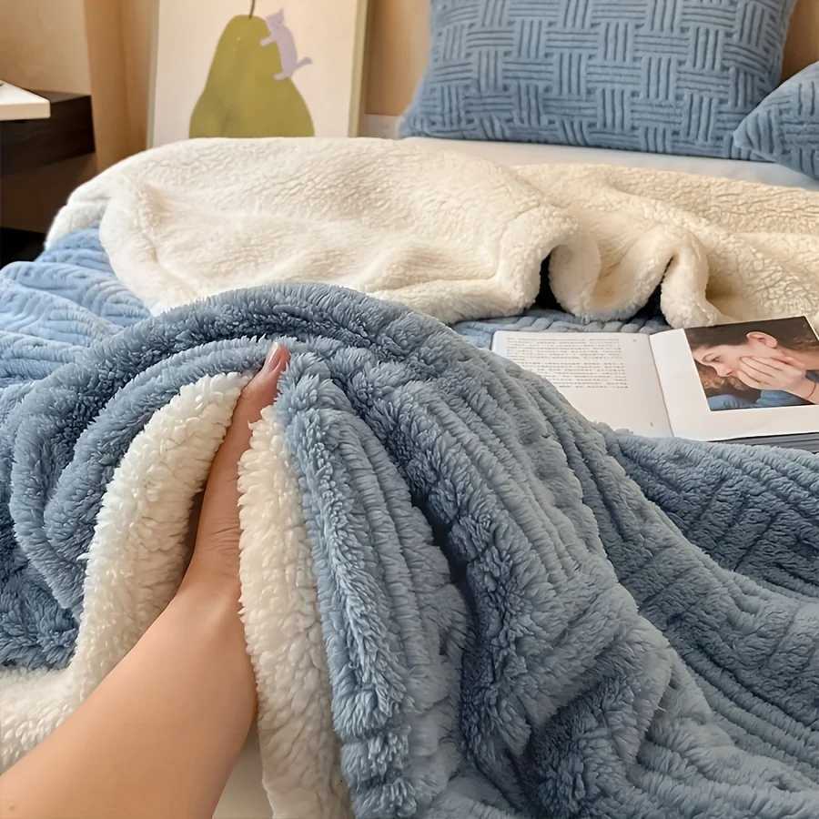 Deluxe Vintage Double Blanket - Soft Plush Gaff And Imitation Wool Machine Washable Milk Velvet Knit Fabric H251216 - view 6