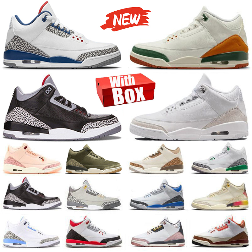 With Box 3 3s Basketball Shoes Ture Blue SoleFly Pure Money White Black Cement Rare Family Affair Black Cat Lucky Shorts Valentine Fire Red Men Women trainers Sneakers