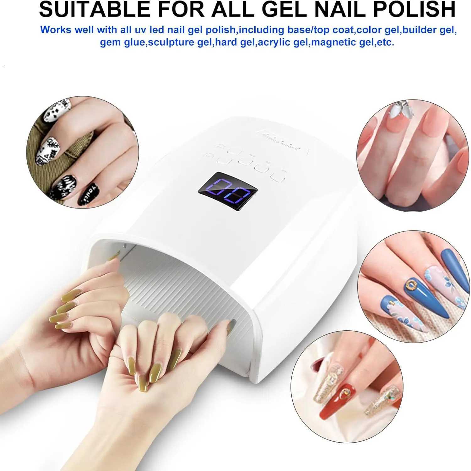 Rechargeable UV LED Nail Lamp 66W Cordless Nail Dryer for Gel Polish Professional Nail Art Manicure Tools for Home and SalonT251216