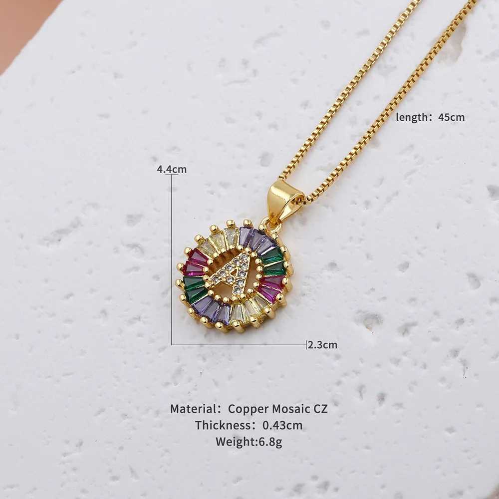 Gold Plated A-Z English Initial Letter Necklace Multi Colors Micro Setting Zircon Necklace for Women M251216