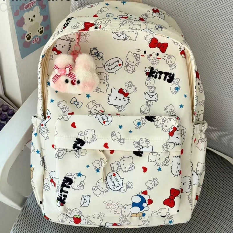 Sanrio Fashion High Quality Lightweight Large Capacity Backpack Student Cartoon Hello Kitty Versatile Backpack H251216