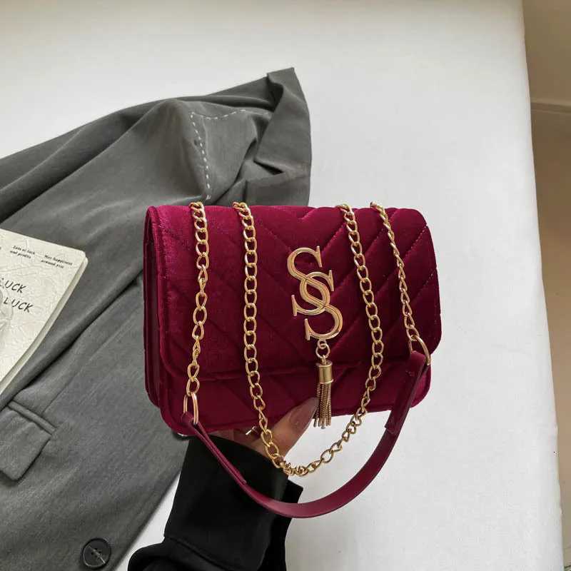 2025 Plaid Chain Square Bag Niche Crossbody Purse for Women Letter Print Shoulder Tote Minimalist Day-to-Night Bag Textured M251216