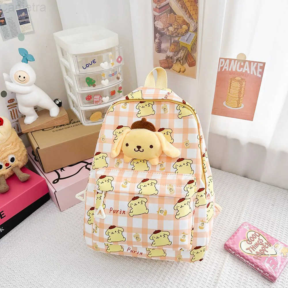 Sanrio Pom Purin Kuromi Childrens Cartoon School Bags Kawaii Travel Bags Large Capacity Schoolbag Backpacks Gifts For Boys Girls H251216