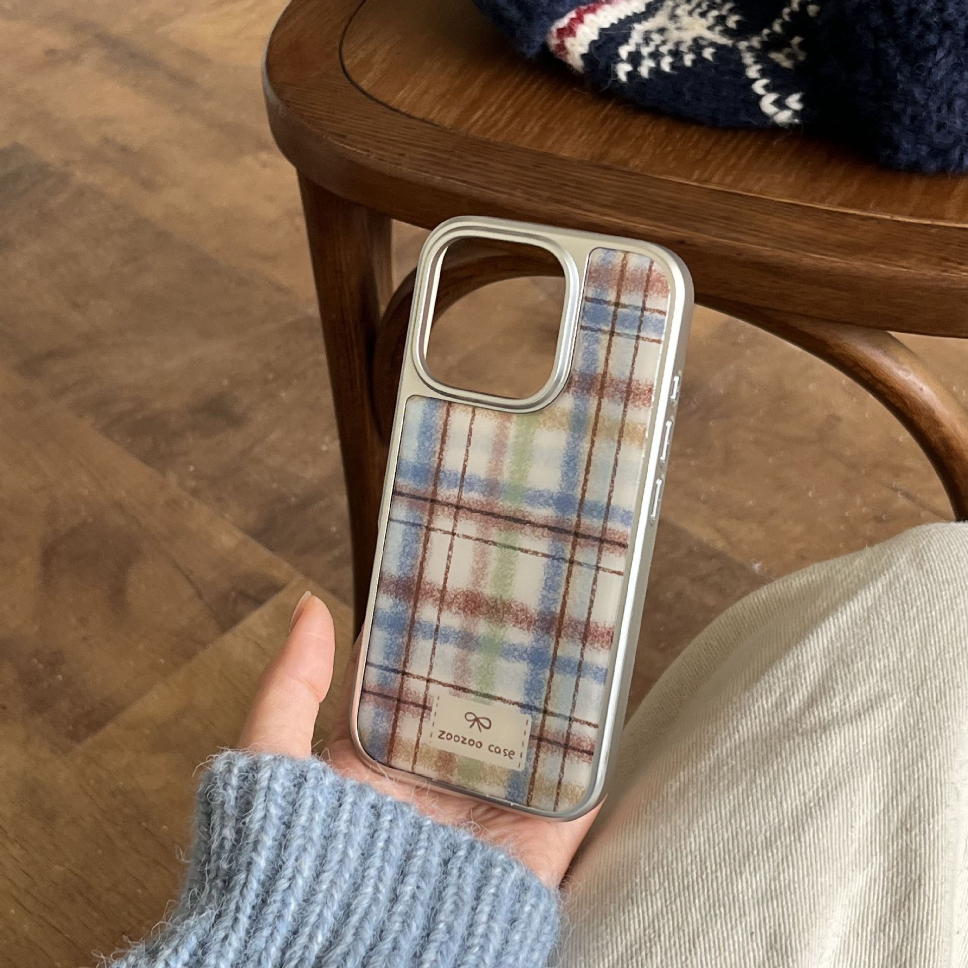 INS Korean Style Colorful Plaid Pattern Compatible with iPhone 17 Apple 16 Pro Max Phone Case 14 Epoxy 15 Simple