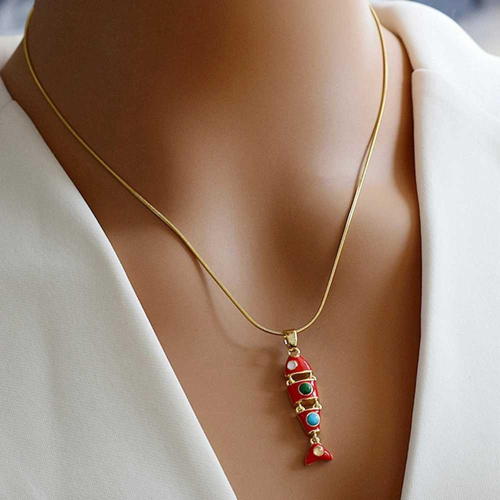NEW High Colorful Fish Necklace Quality Summer Ocean Series Personalized Fashionable Metal Goldfish Jewelry M251216