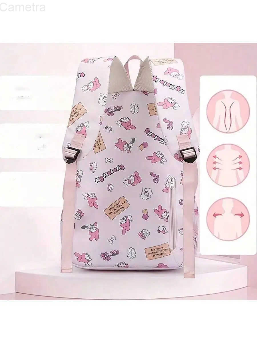 Sanrio Backpack Kawaii Stylish Bag Womens Colorblock Rucksack Large Capacity Foldable Outdoors Daypack H251216