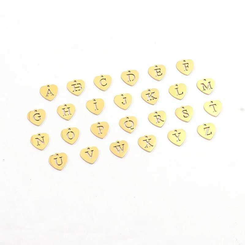 Stainless Steel Chain Necklaces 26 Letter A- Z Simple Gold Color Heart Shape Hollow Initial Pendant For Women Valentines M251216
